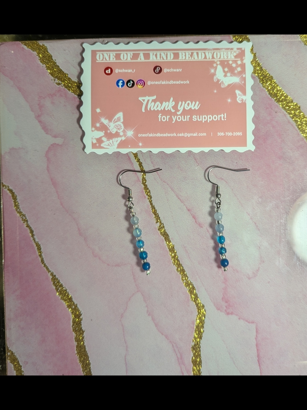 Blue Gradient Beaded Dangle Earrings